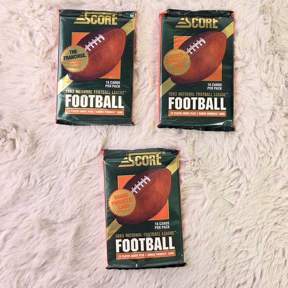 Lot of 3 1993 Score Football Wax Packs Sealed NFL Cards Bonus Pinnacle Insert